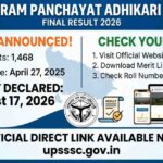 UPSSSC Gram Panchayat Adhikari VDO 2023 Final Result 2026