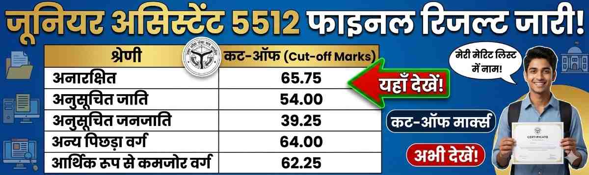 upsssc junior assistant 5512 final result cutoff marks